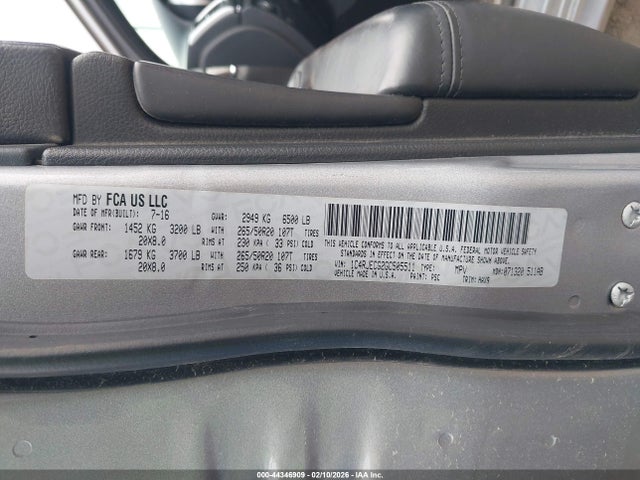 Продаж на аукціоні авто 2016 Jeep Grand Cherokee High Altitude, vin: 1C4RJECG2GC505511, номер лоту: 44346909