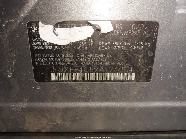 Продажа на аукционе авто 2010 Bmw X5 Xdrive30i, vin: 5UXFE4C59AL277514, номер лота: 44346934