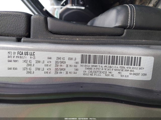 Aukcja sprzedaży 2015 Jeep Grand Cherokee Limited, vin: 1C4RJFBG7FC814218, numer aukcji: 44346938