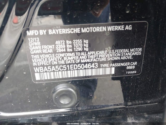 BMW 528I 2014 WBA5A5C51ED504643 Image 9
