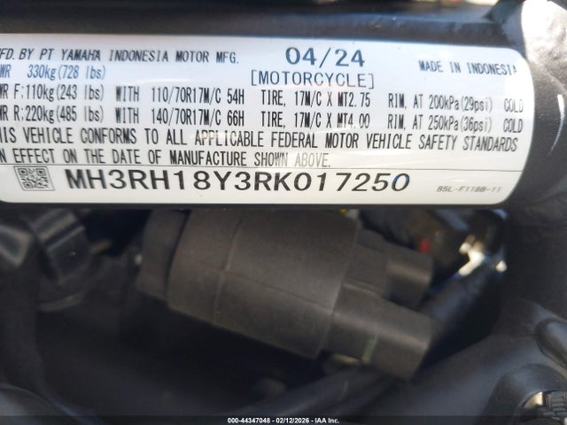 MH3RH18Y3RK017250 Yamaha Yzfr3 A
