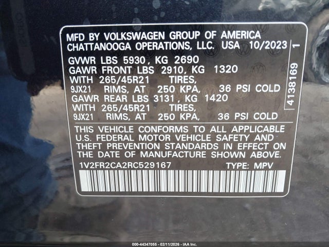 2024 VOLKSWAGEN ATLAS 1V2FR2CA2RC529167 Photo 8