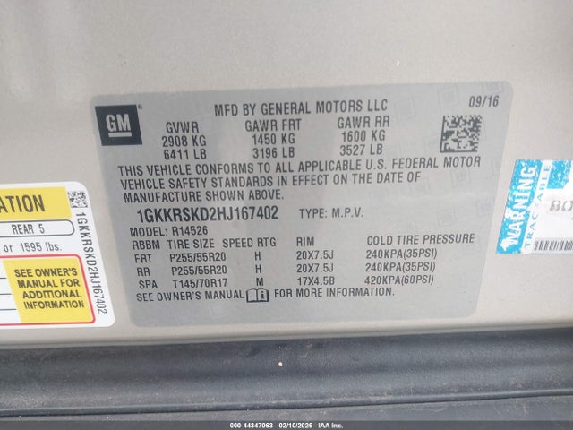 1GKKRSKD2HJ167402 GMC Acadia Limited