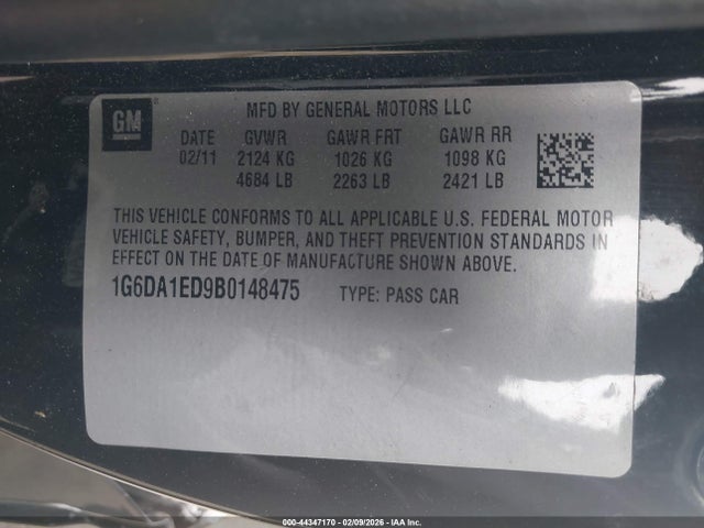 Продаж на аукціоні авто 2011 Cadillac Cts Standard, vin: 1G6DA1ED9B0148475, номер лоту: 44347170