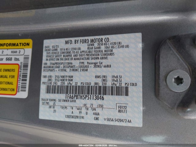 1FA6P8TH5P5113046 Ford Mustang Ecoboost Fastback