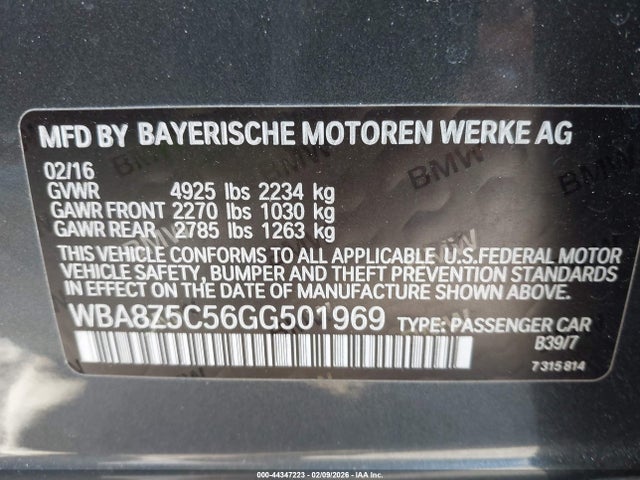 2016 BMW 328I GRAN TURISMO WBA8Z5C56GG501969 Photo 8