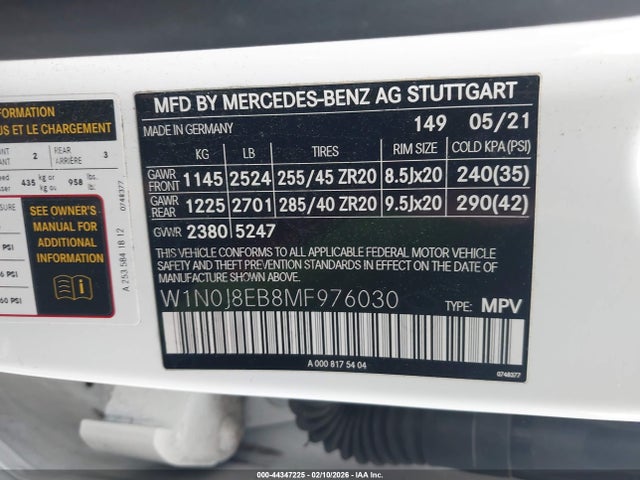 Auction sale of the 2021 Mercedes-benz Glc 300 4matic Coupe, vin: W1N0J8EB8MF976030, lot number: 44347225