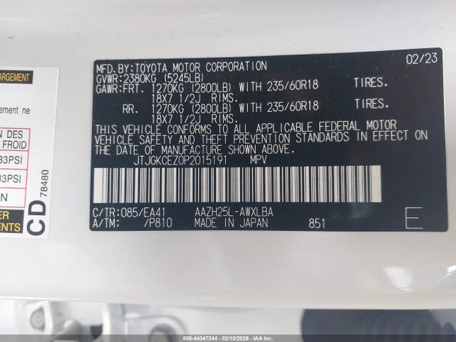 JTJGKCEZ0P2015191 Lexus Nx 350h Premium