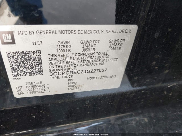 3GCPCREC2JG227037 Chevrolet Silverado 1500 1lt