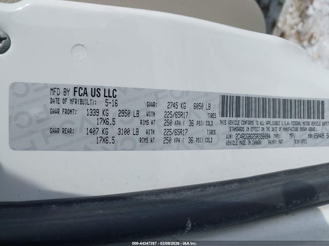 Aukcja sprzedaży 2016 Dodge Grand Caravan Se, vin: 2C4RDGBG2GR358084, numer aukcji: 44347287