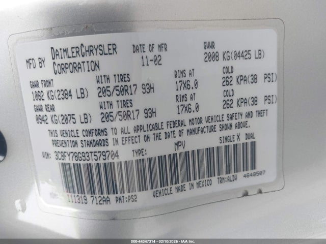 2003 CHRYSLER PT CRUISER 3C8FY78G93T579704 Photo 8