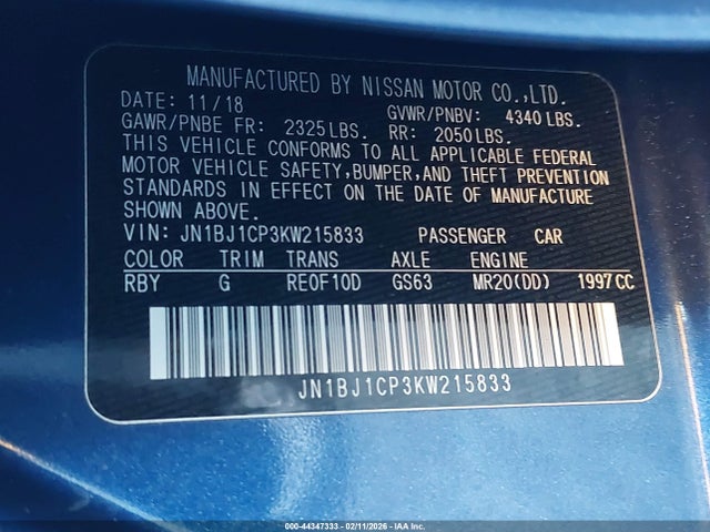 JN1BJ1CP3KW215833 Nissan Rogue Sport S