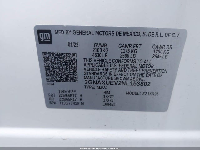 Chevrolet Equinox Awd Lt 2022 3GNAXUEV2NL153802 Image 9