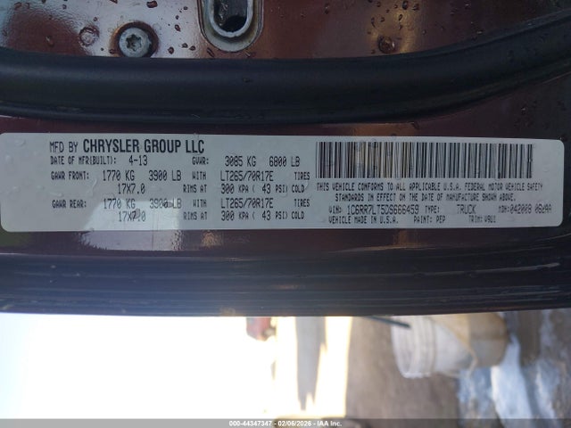 2013 Ram 1500 Slt მანქანა იყიდება აუქციონზე, vin: 1C6RR7LT5DS666459, აუქციონის ნომერი: 44347347