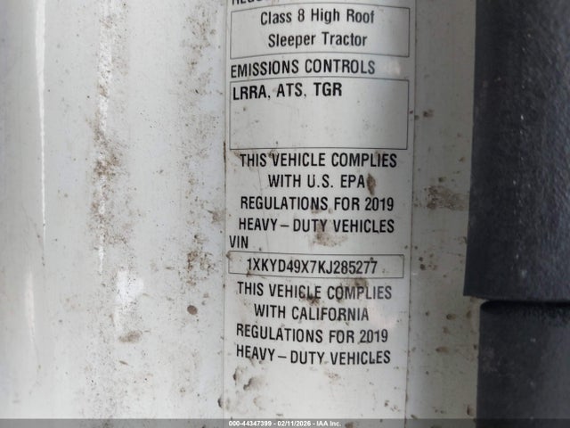 Продажа на аукционе авто 2019 Kenworth T680, vin: 1XKYD49X7KJ285277, номер лота: 44347399