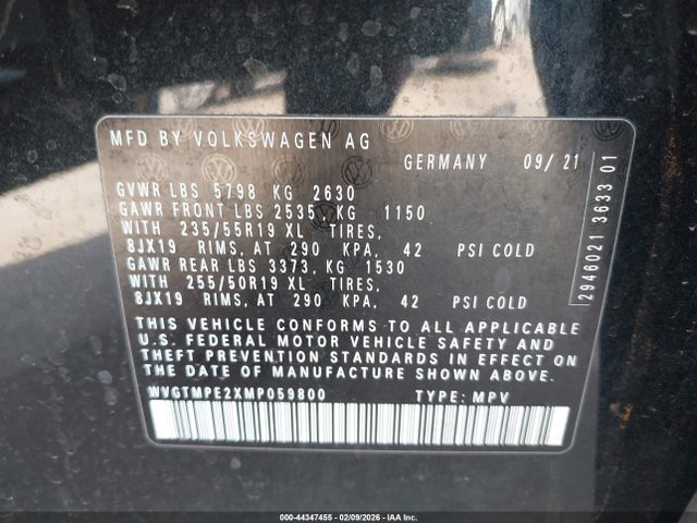 Продаж на аукціоні авто 2021 Volkswagen Id.4 Pro S, vin: WVGTMPE2XMP059800, номер лоту: 44347455
