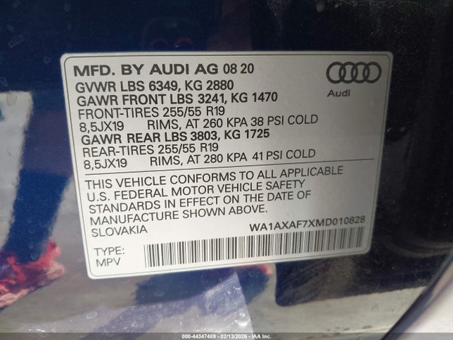 Aukcja sprzedaży 2021 Audi Q7 Premium 55 Tfsi Quattro Tiptronic, vin: WA1AXAF7XMD010828, numer aukcji: 44347489