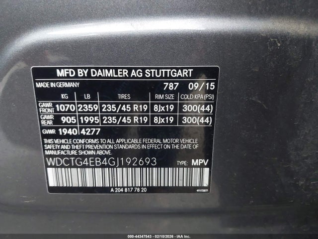 WDCTG4EB4GJ192693 Mercedes-Benz GLA 250