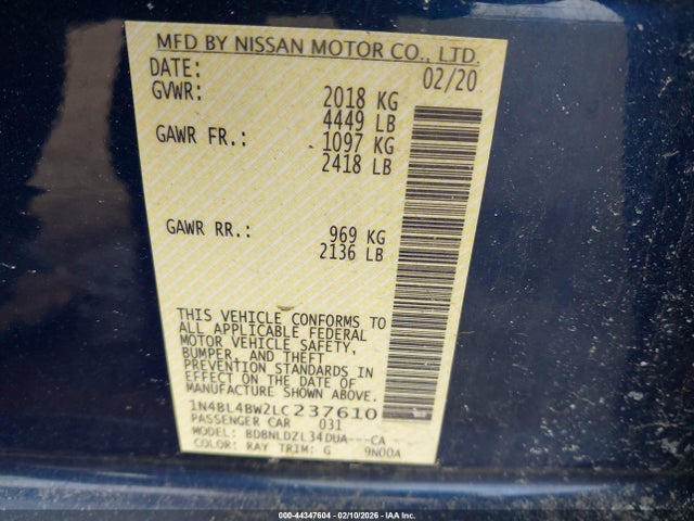 Nissan Altima S Intelligent Awd 2020 1N4BL4BW2LC237610 Image 9