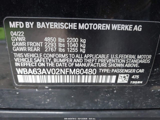 2022 BMW 430I GRAN COUPE WBA63AV02NFM80480 Photo 8