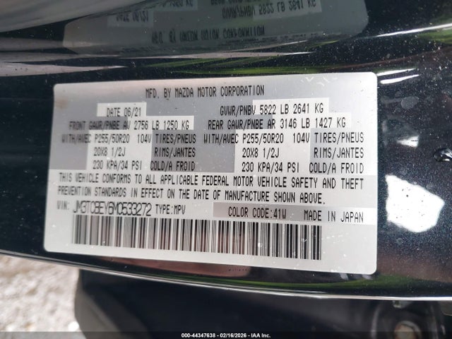 Aukcja sprzedaży 2021 Mazda Cx-9 Signature, vin: JM3TCBEY6M0533272, numer aukcji: 44347638