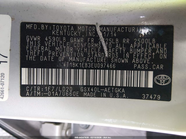 Toyota AVALON XLE 2014 4T1BK1EB3EU097466 Image 9