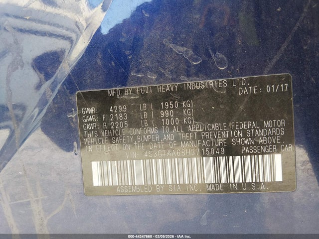 4S3GTAA68H3715049 Subaru Impreza 2.0i
