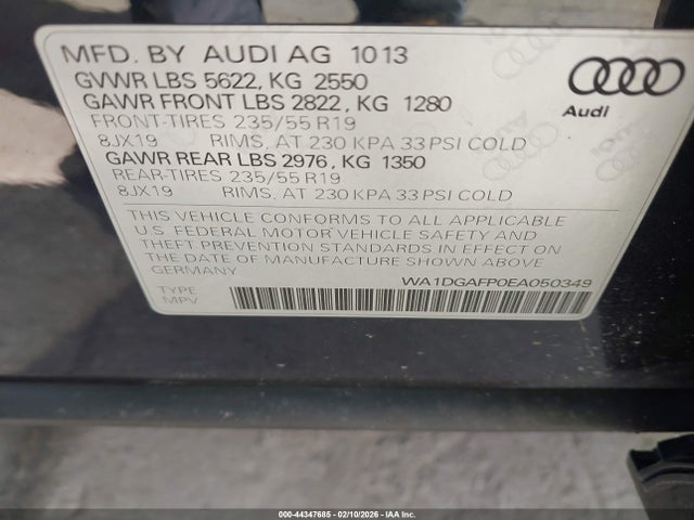 Продажа на аукционе авто 2014 Audi Q5 3.0t Premium Plus, vin: WA1DGAFP0EA050349, номер лота: 44347685
