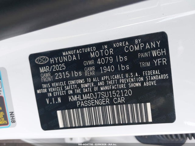 KMHLM4DJ7SU152120 Hyundai Elantra Hybrid Sel Sport