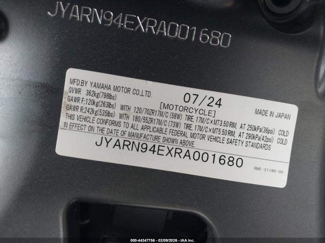 JYARN94EXRA001680 Yamaha MT09