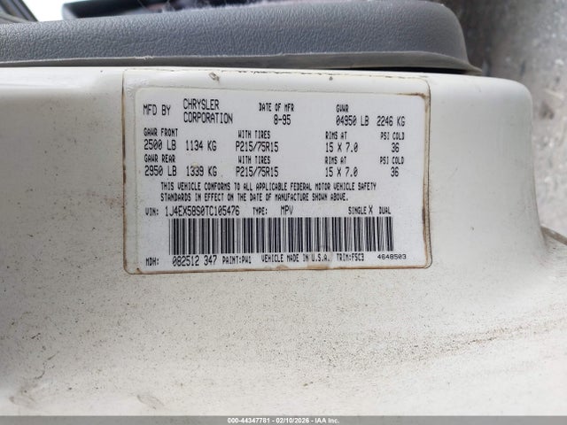 44347781 :رقم المزاد ، 1J4EX58S0TC105476 vin ، 1996 Jeep Grand Cherokee Laredo مزاد بيع
