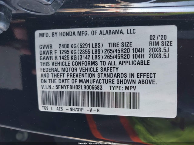 5FNYF8H02LB006683 Honda Passport Awd Elite