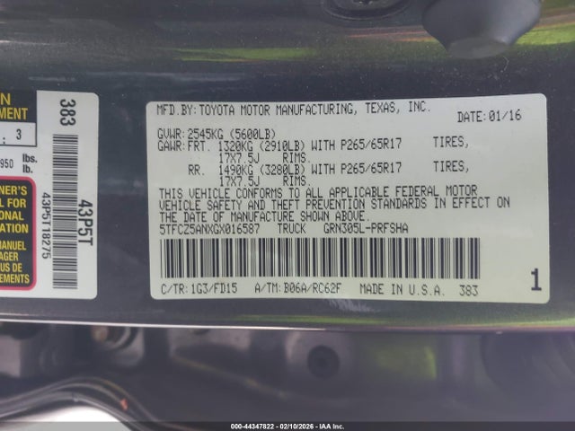 5TFCZ5ANXGX016587 Toyota Tacoma Trd Sport