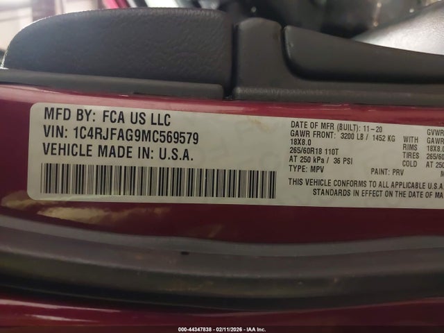 2021 JEEP GRAND CHEROKEE 1C4RJFAG9MC569579 Photo 8