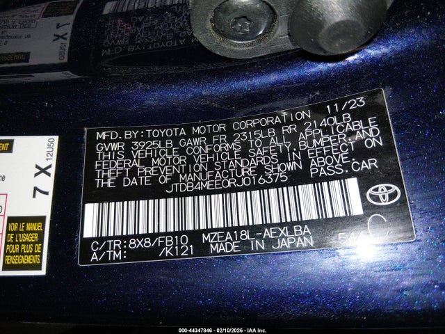 Toyota COROLLA LE 2024 JTDB4MEE0RJ016375 Image 9