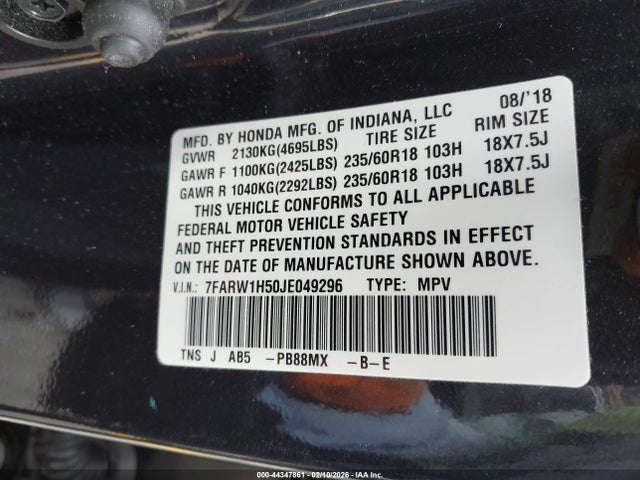 7FARW1H50JE049296 Honda CR-V EX
