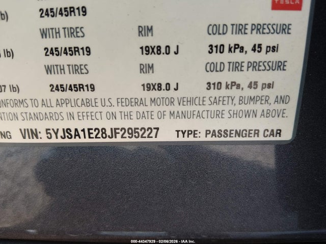 2018 TESLA MODEL S 5YJSA1E28JF295227 Photo 8