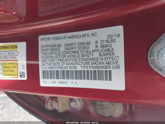 1HGCV1F6XJA114164 Honda Accord Ex-l