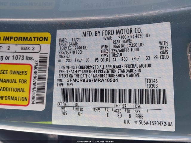 3FMCR9B67MRA10504 Ford Bronco Sport Big Bend