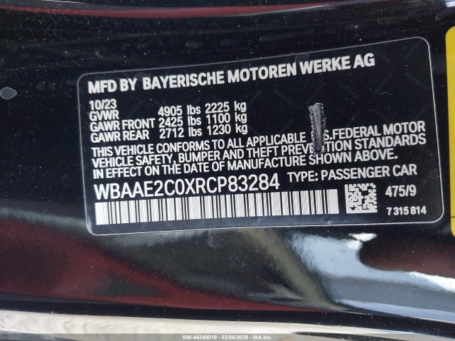 2024 Bmw 840i მანქანა იყიდება აუქციონზე, vin: WBAAE2C0XRCP83284, აუქციონის ნომერი: 44348019