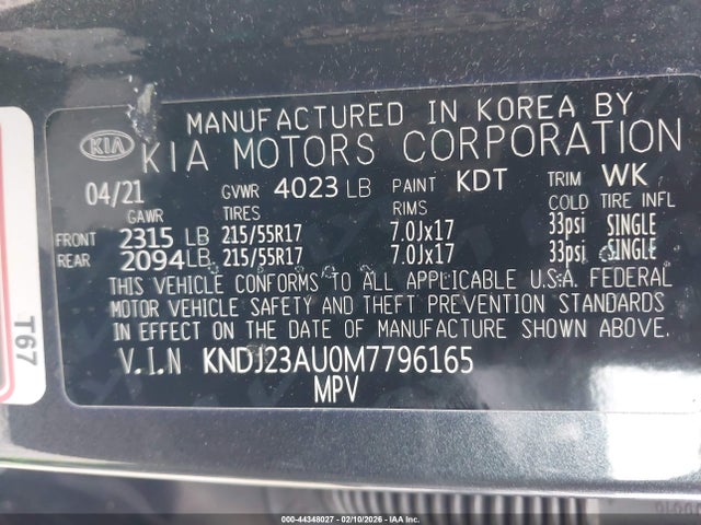 KNDJ23AU0M7796165 KIA SOUL S