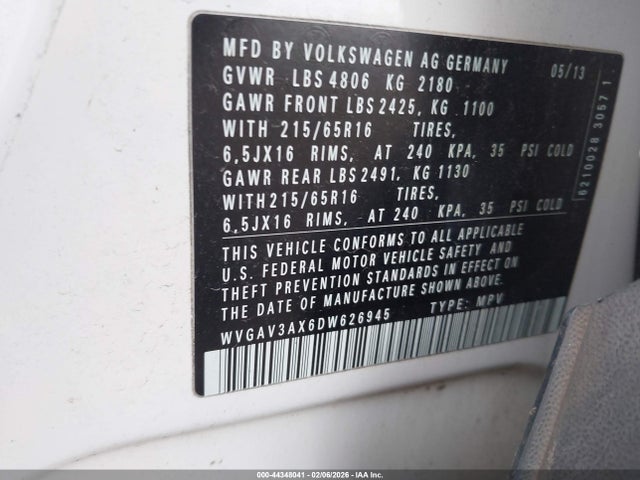 2013 VOLKSWAGEN TIGUAN WVGAV3AX6DW626945 Photo 8