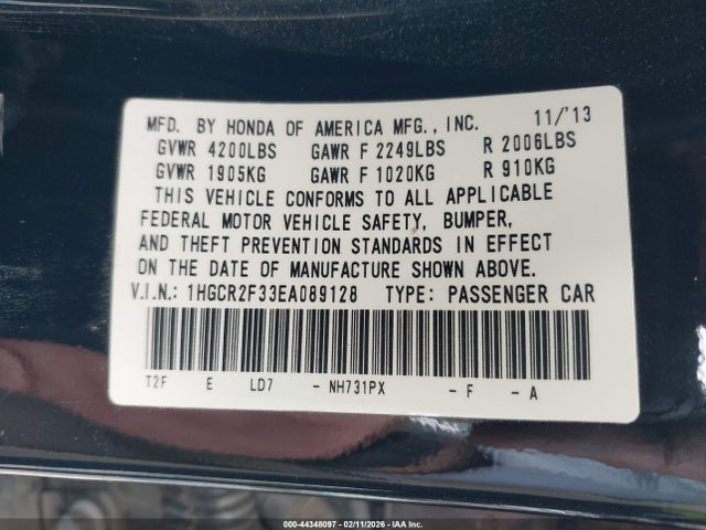 1HGCR2F33EA089128 Honda ACCORD LX