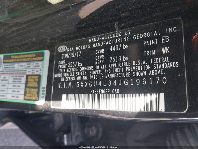 5XXGU4L34JG196170 KIA OPTIMA EX