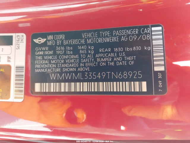 2009 MINI COOPER CLUBMAN WMWML33549TN68925 Photo 8