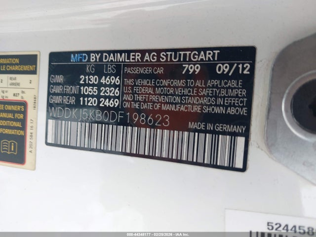 44348177 :رقم المزاد ، WDDKJ5KB0DF198623 vin ، 2013 Mercedes-benz E 350 مزاد بيع