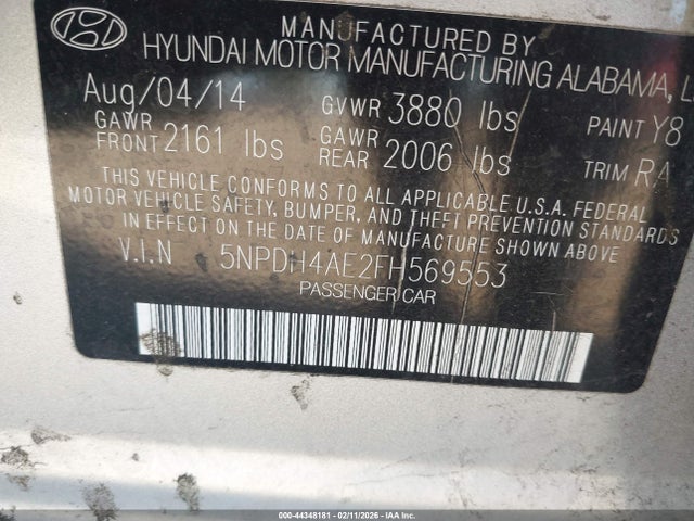 Hyundai ELANTRA SE 2015 5NPDH4AE2FH569553 Image 9