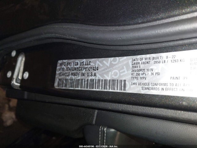Aukcja sprzedaży 2023 Jeep Grand Cherokee L Limited 4x4, vin: 1C4RJKBGXP8101424, numer aukcji: 44348196