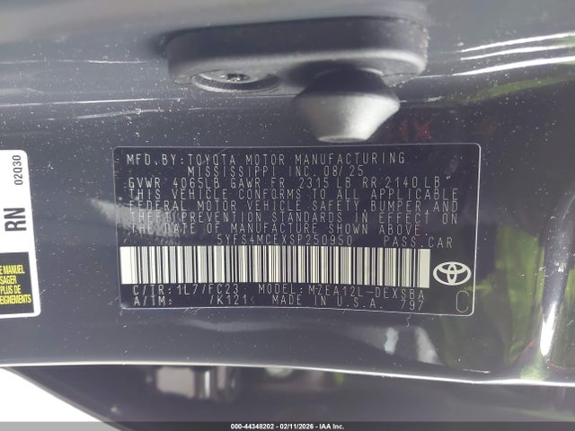2025 TOYOTA COROLLA 5YFS4MCEXSP250950 Photo 8
