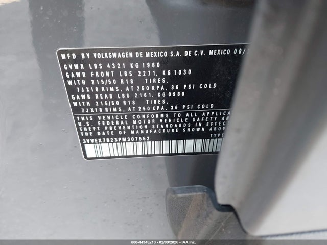Продаж на аукціоні авто 2023 Volkswagen Taos 1.5t Se, vin: 3VVEX7B23PM307552, номер лоту: 44348213